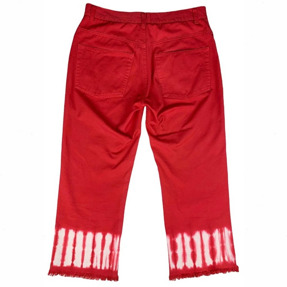 Vintage High-Rise Tie-Dye Raw-Hem Crop Flare Jeans - Picture 6 of 8